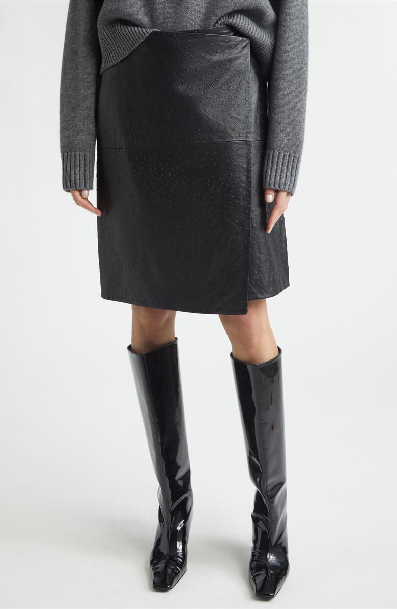 LOULOU DE SAISON Gora Leather Wrap Skirt, Main, color, Black