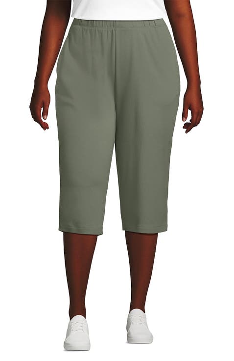 Sport Knit High Rise Elastic Waist Capri Pants