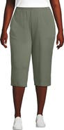 Lands' End Sport Knit High Rise Elastic Waist Capri Pants