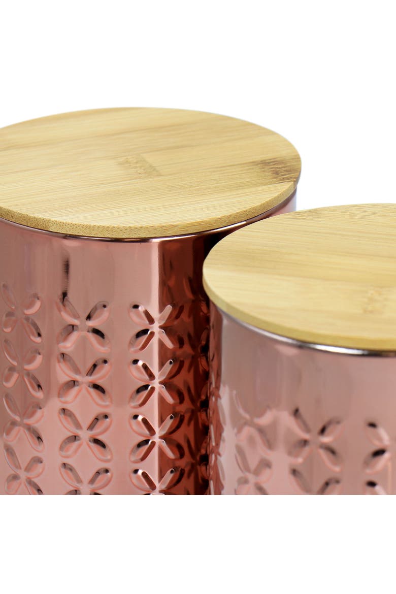 3 Piece Kitchen Canister Set with Wood Lids, Alternate, color, Rose Gold