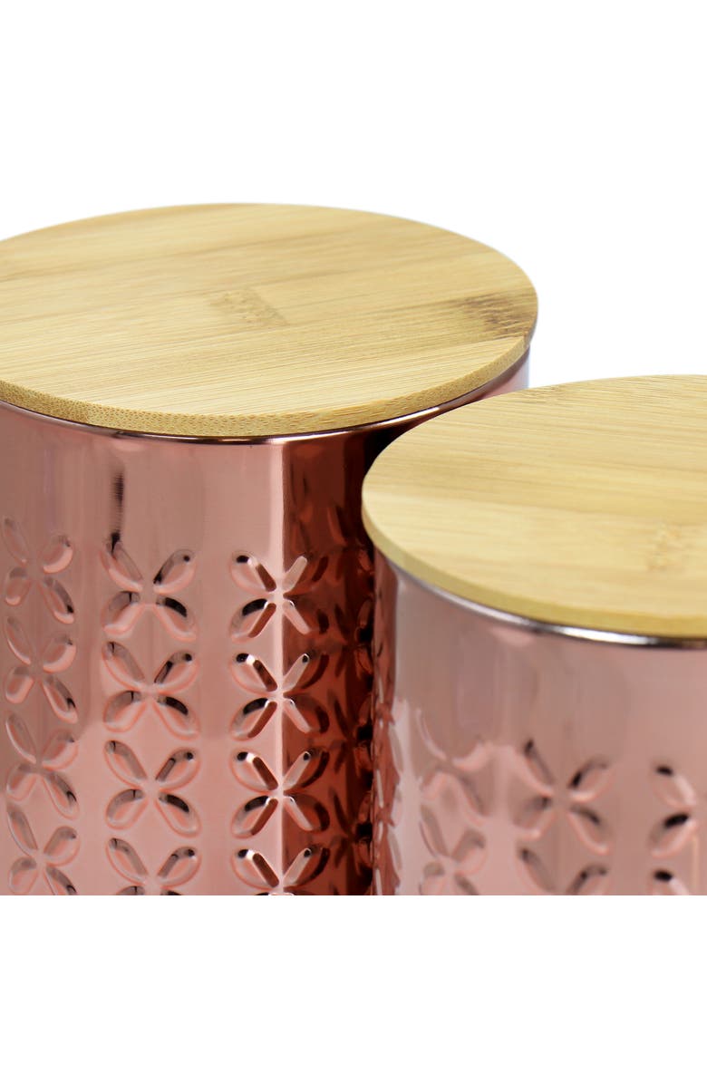 Megachef 3 Piece Kitchen Canister Set with Wood Lids, Alternate, color, Rose Gold