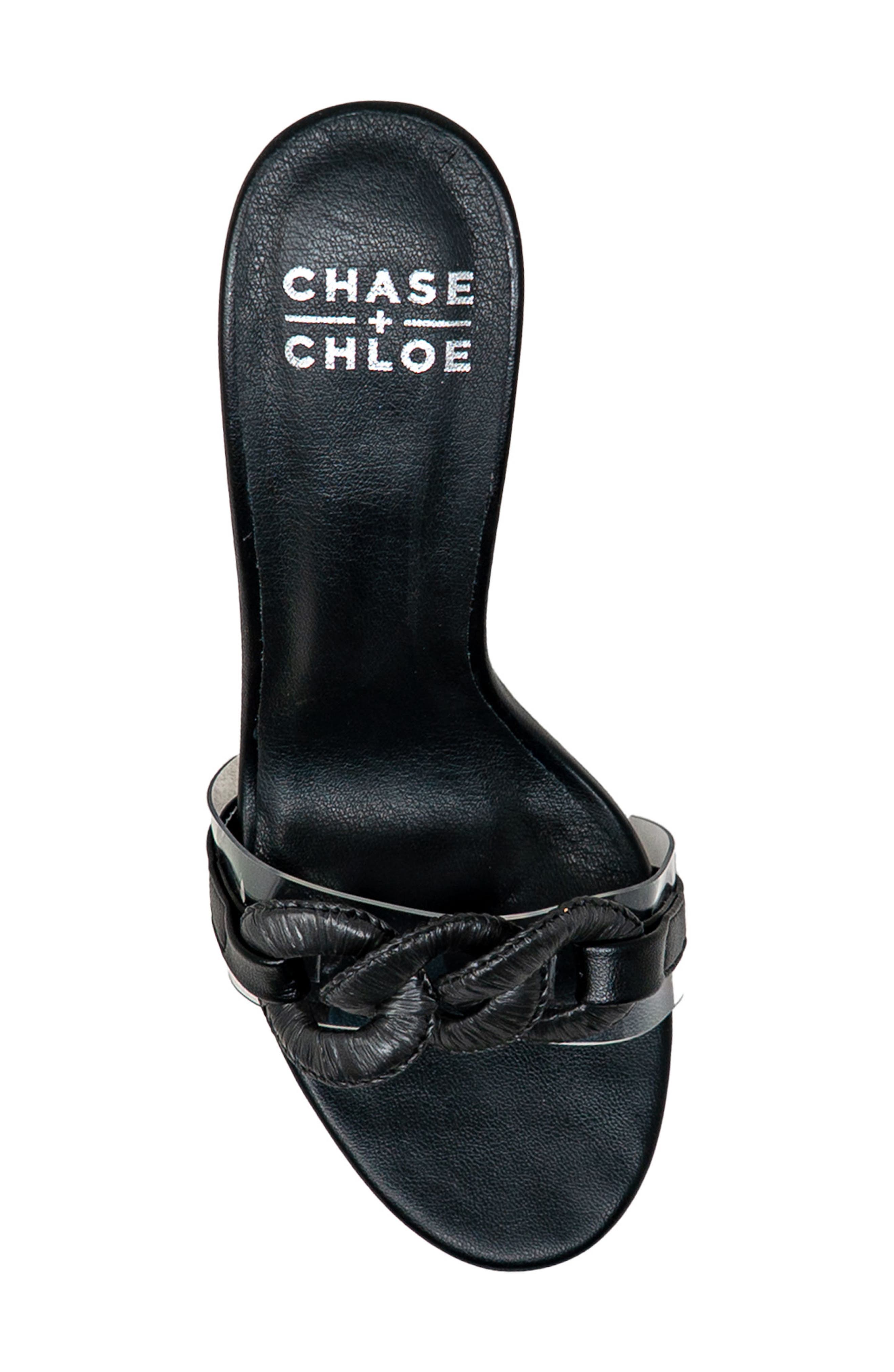 CHASE AND CHLOE Chunky Link Stiletto Mule Sandal, Alternate, color, Black