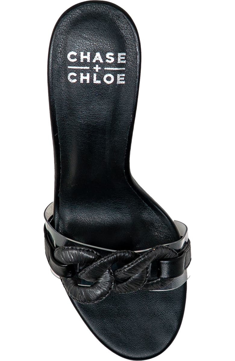 CHASE AND CHLOE Chunky Link Stiletto Mule Sandal, Alternate, color, Black