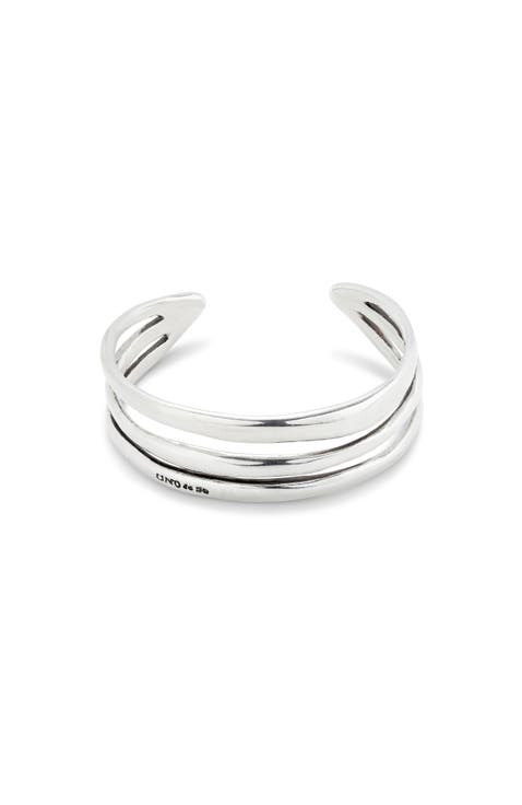 Sterling Silver-Plated Bracelet with 2 Grey, 1 White and 1 Pink Crystal