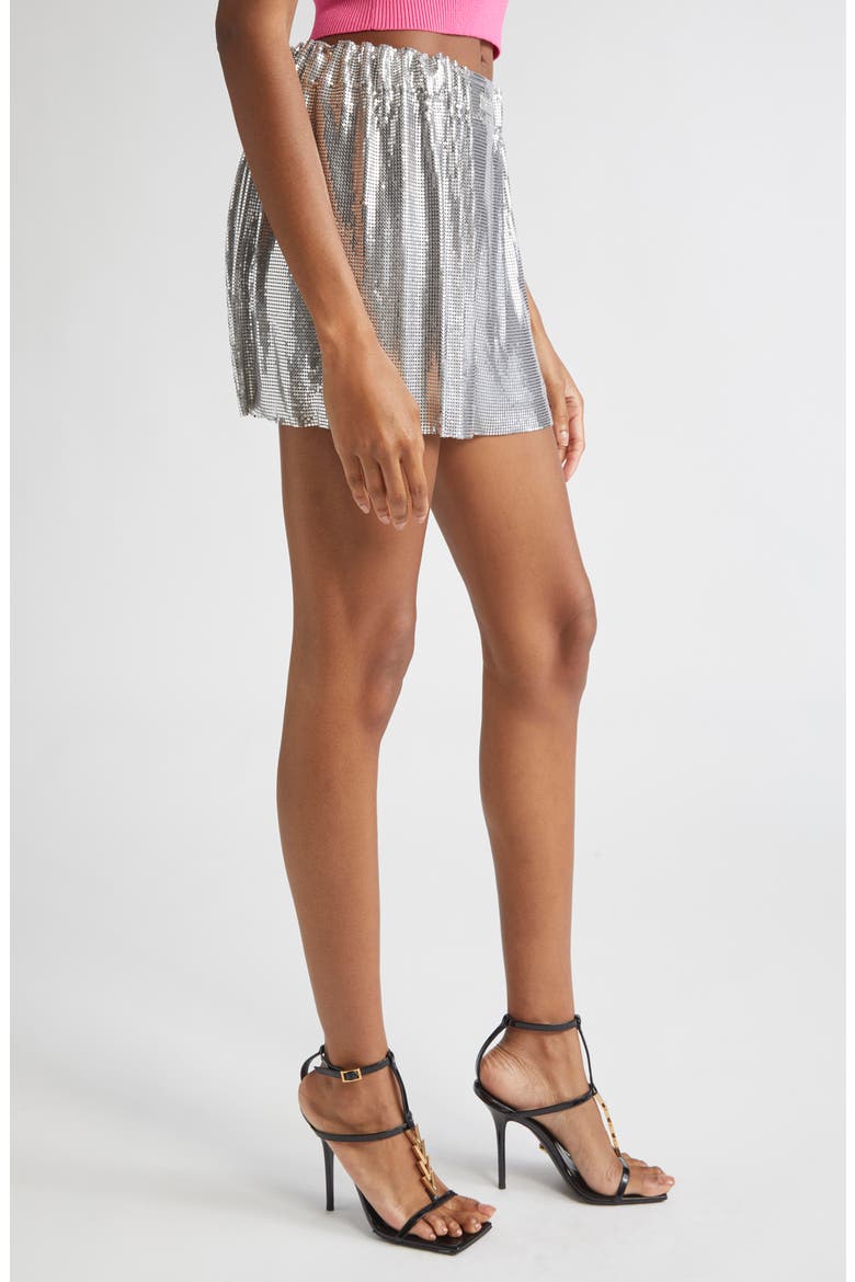Metal Mesh Shorts, Alternate, color, SILVER