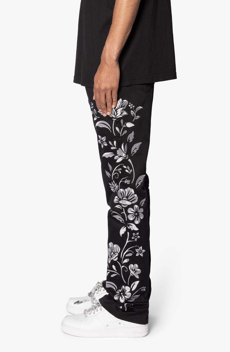 mnml B690 Floral Embroidery Flare Leg Jeans, Alternate, color,