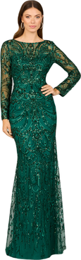 LARA New York Long Sleeve Lace Gown