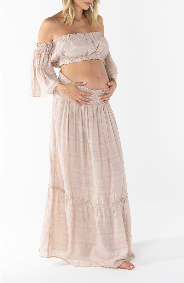 Angel Maternity Chantal 2 piece Maternity Photoshoot  Dress, Main, color, Nude Pink