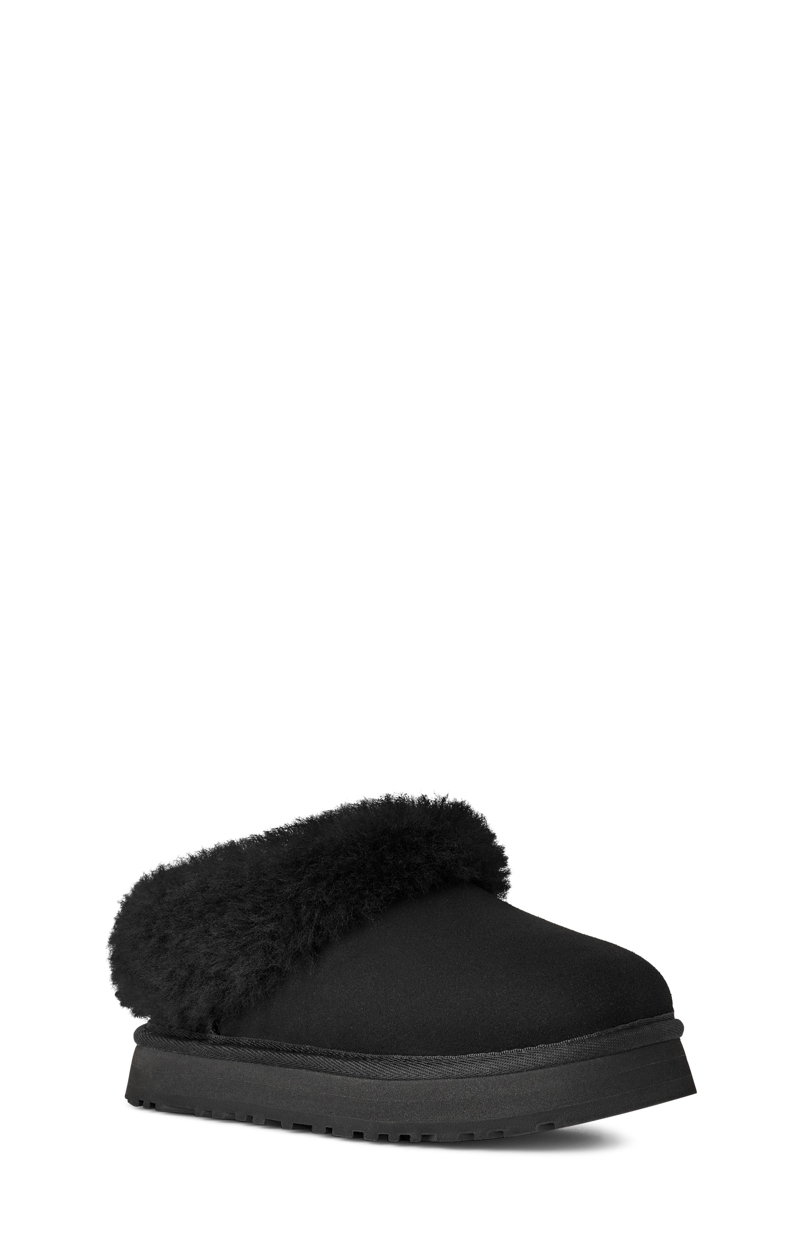 UGG<sup>®</sup> Kids' Tazzelle Genuine Shearling Collar Slipper, Main, color, Black