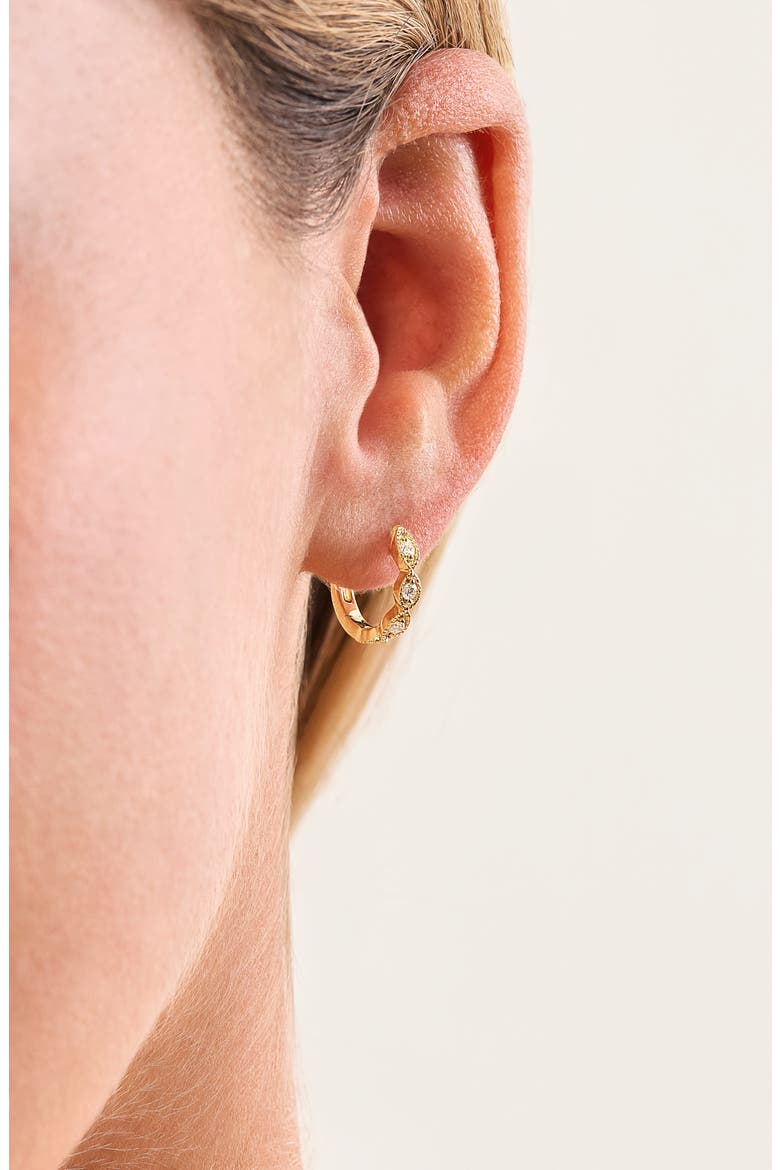 18K Gold Mykonos Diamond Hoop Earrings, 10mm (Online Trunk Show), Alternate, color, 18K YELLOW GOLD/ DIAMOND
