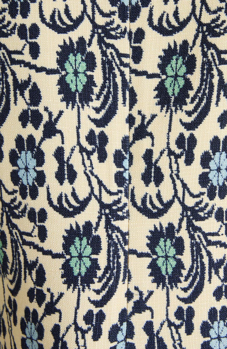 Valentino Garavani Embroidered Silk Jacquard Shift Dress, Alternate, color, Brown/ Blue