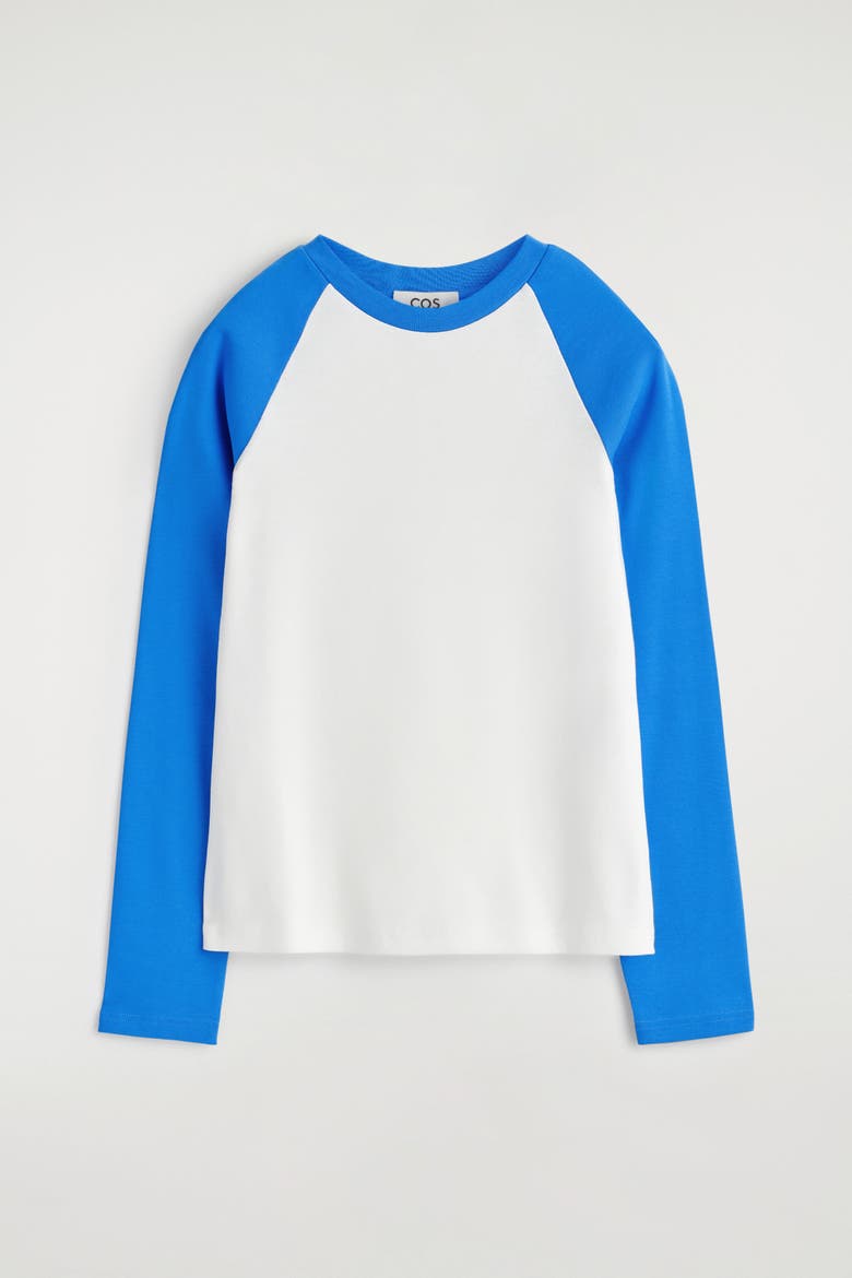 Contrast-Sleeve T-Shirt, Alternate, color, WHITE / BLUE