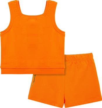 Kids' Flower Appliqué Cotton Tank & Shorts Set