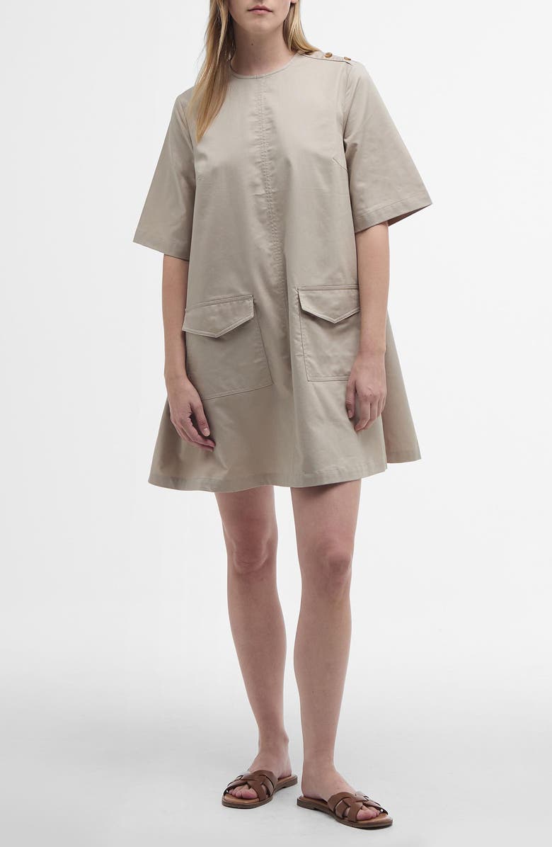 Barbour Luna Cotton Swing Minidress, Main, color, Light Sand