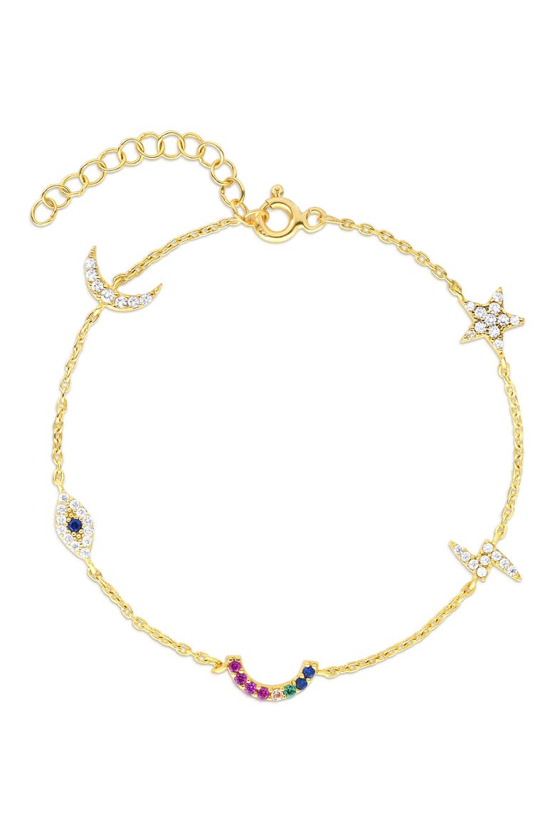 14k Gold Plated Charm Bracelet, Main, color, GOLD