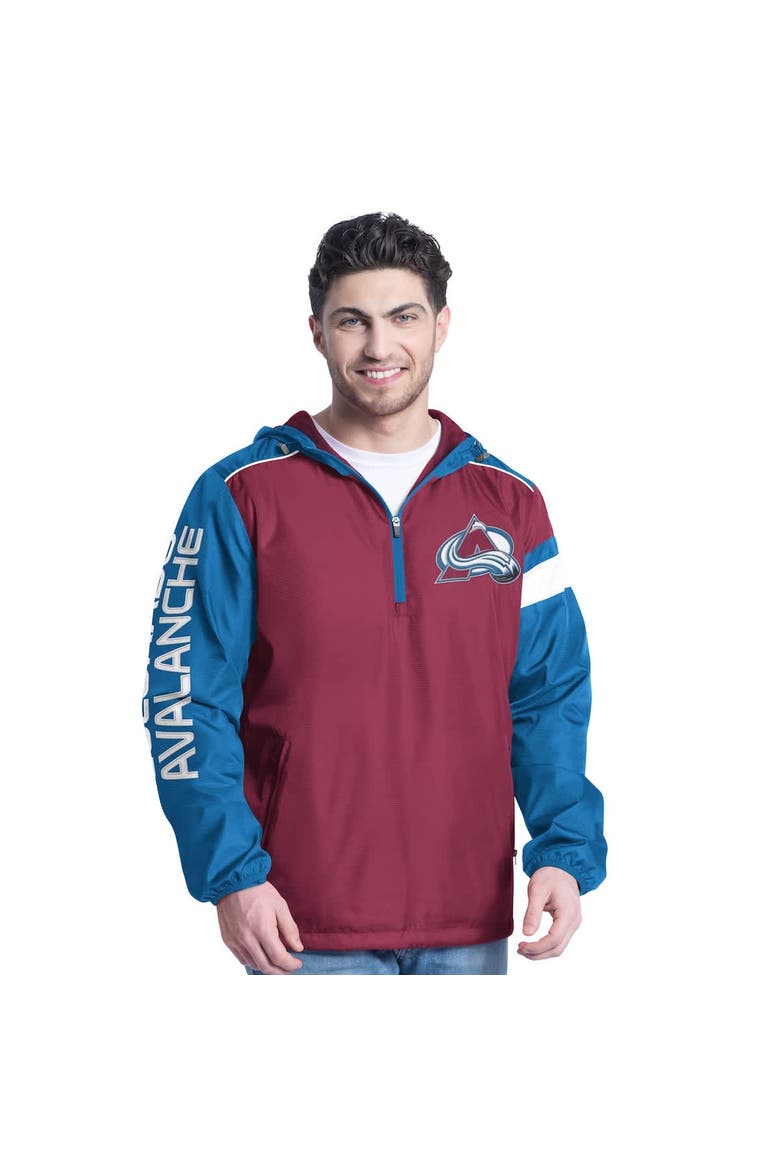Men's G-III Sports by Carl Banks Burgundy/Navy Colorado Avalanche Lateral Half-Zip Hoodie Jacket, Alternate, color, Burgundy