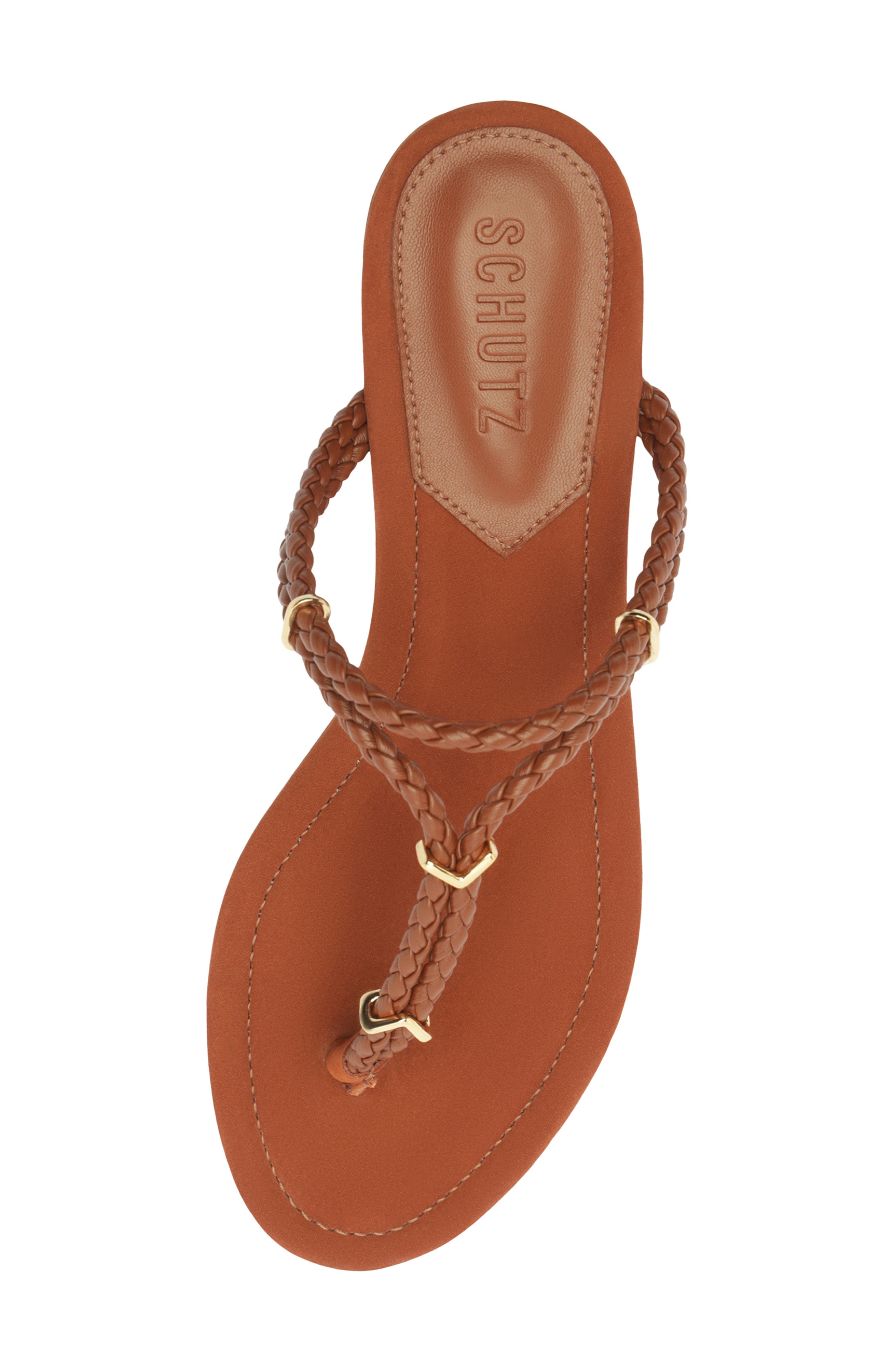 Schutz Cordelia Braided Strap Sandal, Alternate, color, Cognac