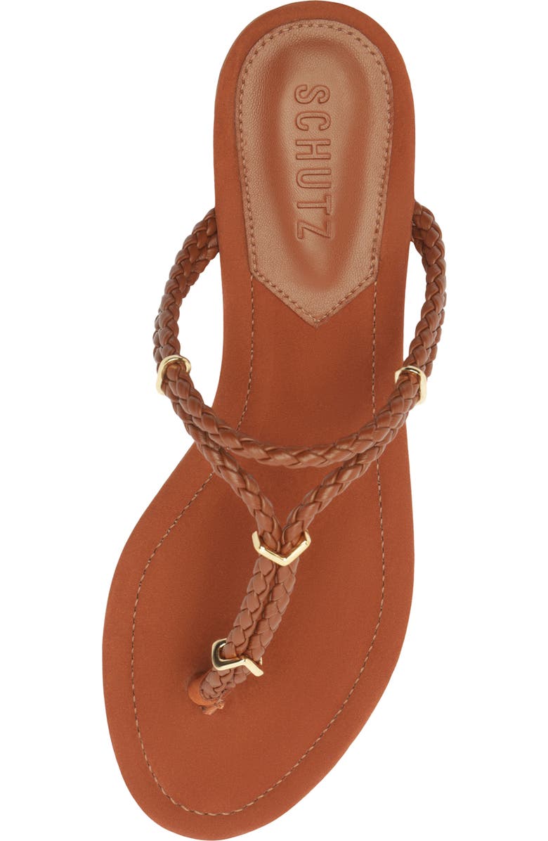 Schutz Cordelia Braided Strap Sandal, Alternate, color, Cognac
