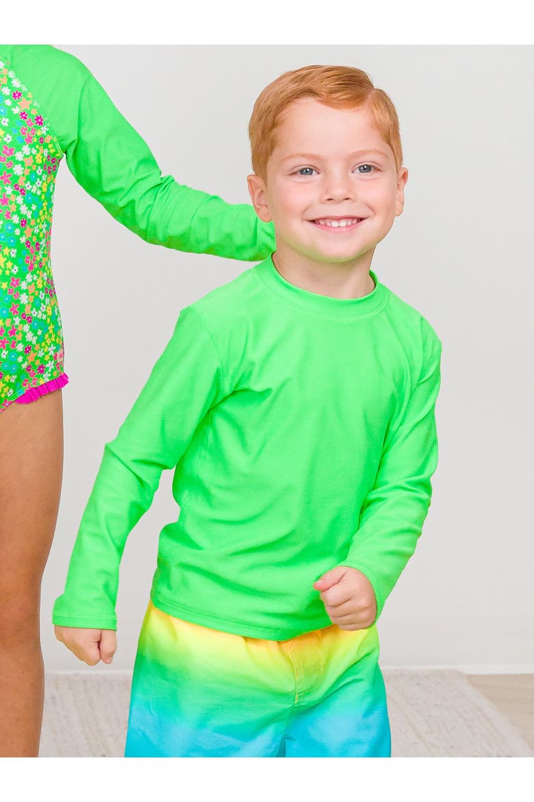 Boys Upf50+ Sun Protected Long Sleeve Rash Guard, Alternate, color, Neon Lime