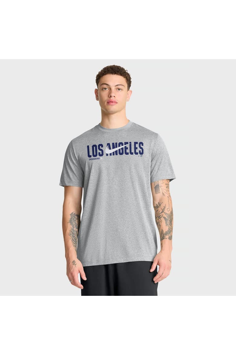 Men's Nike Heather Gray Los Angeles Dodgers Swoosh Legend Dri-FIT T-Shirt, Main, color, Heather Gray