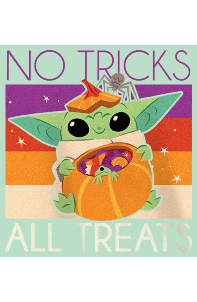 Star Wars: The Mandalorian Girl's Star Wars The Mandalorian All Treats For Grogu  Graphic T-Shirt, Alternate, color, Mint