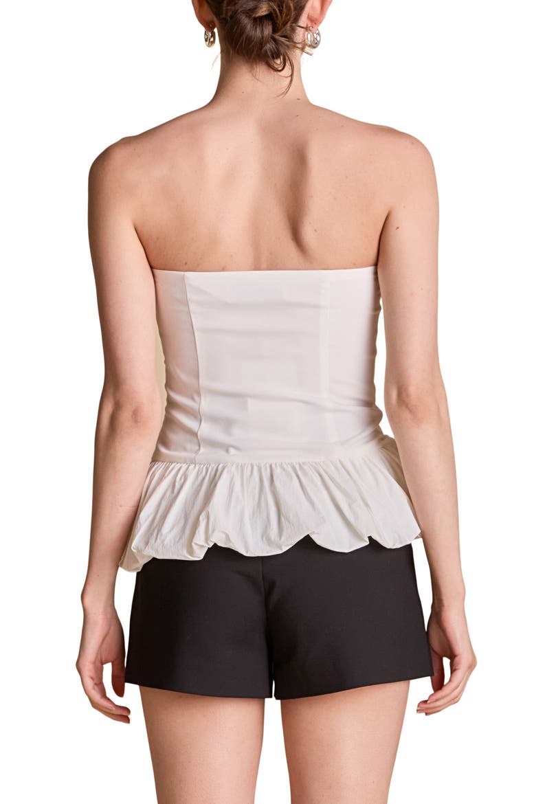 Strapless Bubble Hem Peplum Top, Alternate, color, IVORY