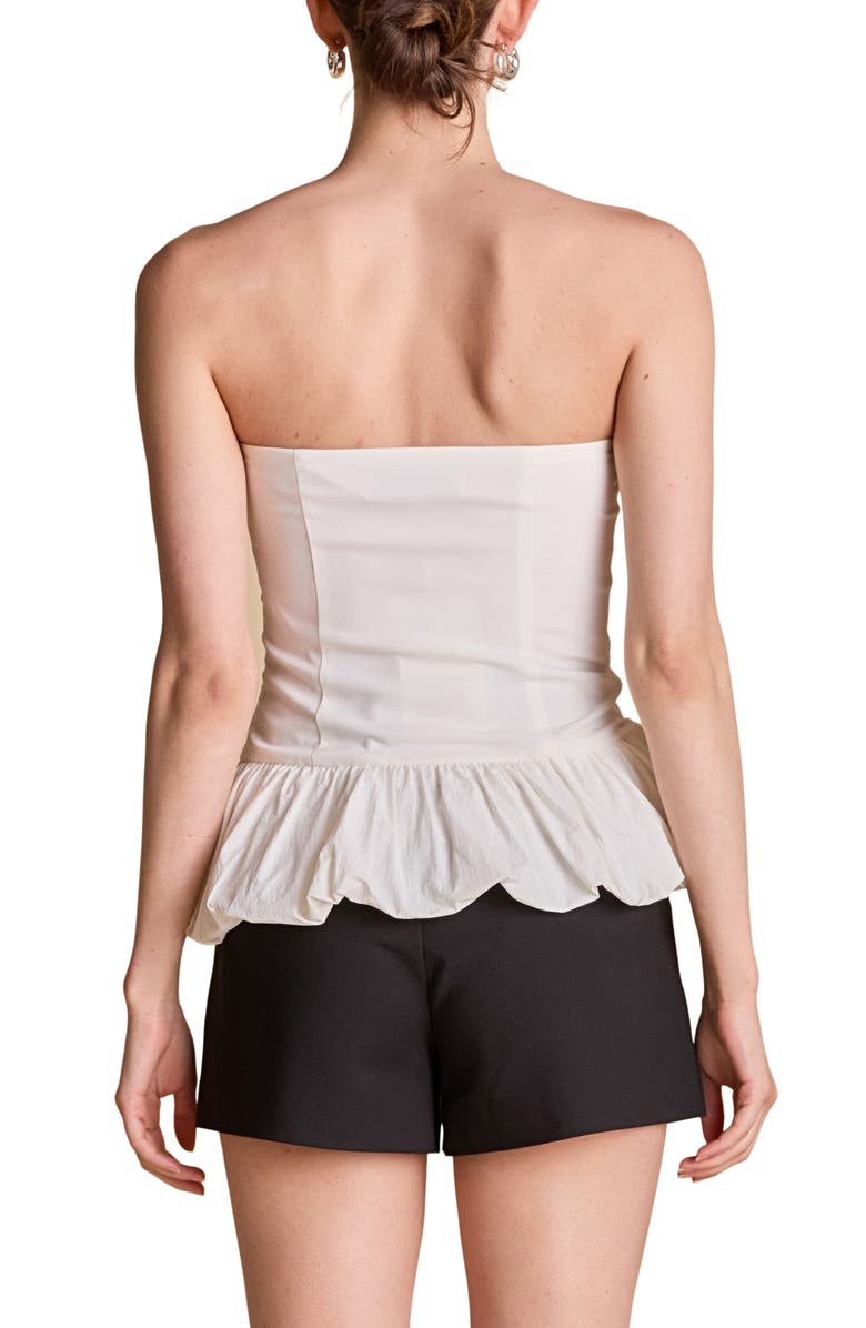 Endless Rose Strapless Bubble Hem Peplum Top, Alternate, color, Ivory