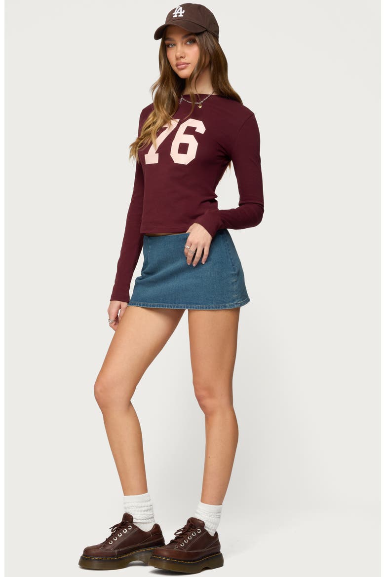 Monrow Low Rise Denim Microskort, Alternate, color, BLUE-WASHED