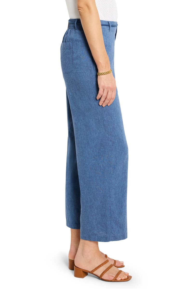NIC+ZOE Rumba Rope Belt Linen Blend Pants, Alternate, color, Blue Mix