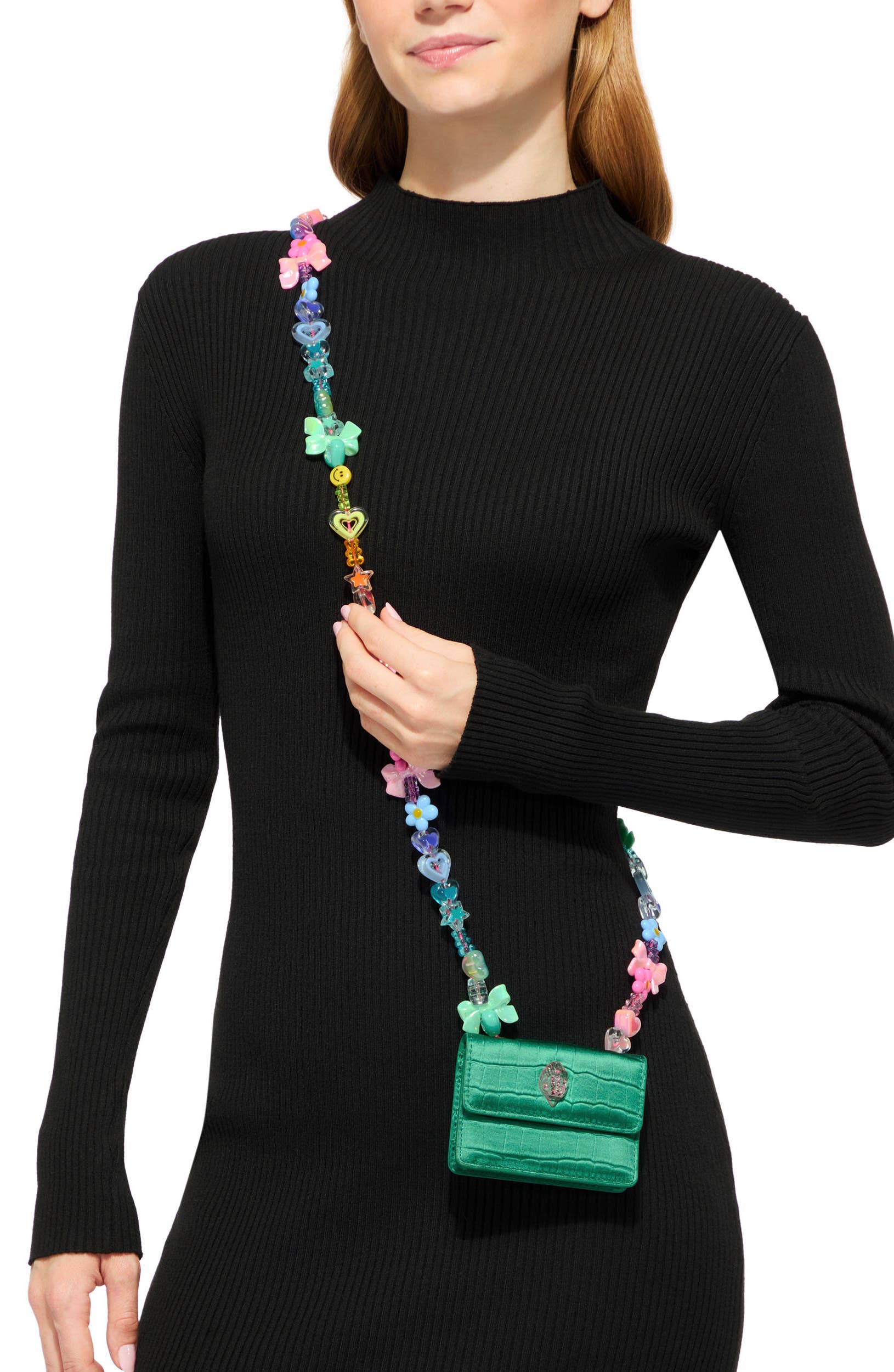 Micro Tutti Fruiti Croc Embossed Leather Crossbody Bag, Alternate, color, GREEN MULTI