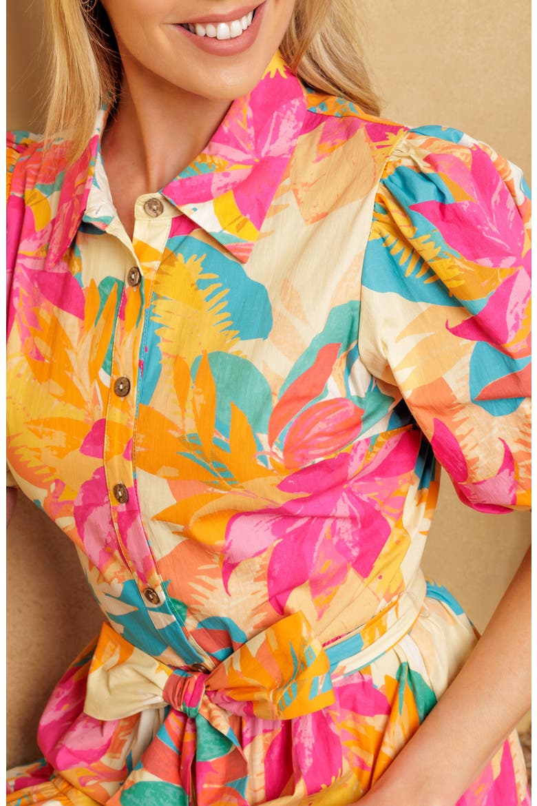 Floral Short Sleeve Maxi Shirtdress, Alternate, color, IVORY PINK