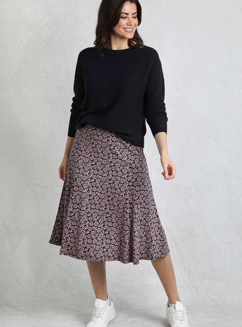 Romaro Printed Jersey Midi Skirt