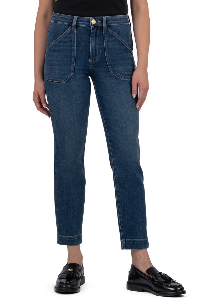 Reese Ankle Slim Straight Leg Utility Jeans, Main, color, INTERWINED