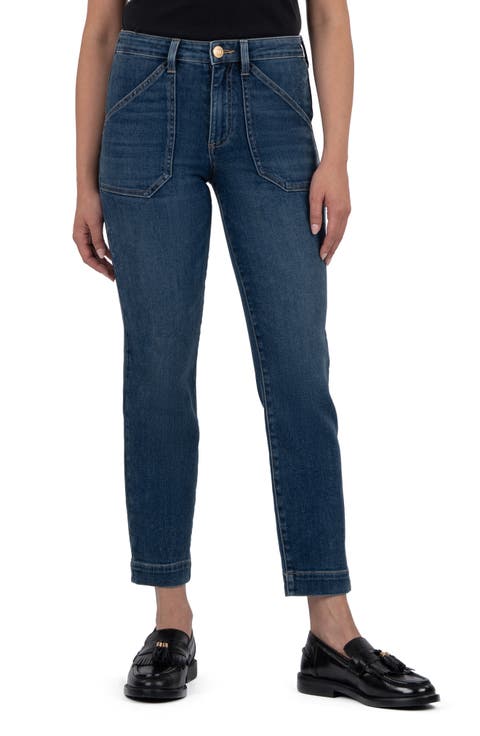 Reese Ankle Slim Straight Leg Utility Jeans (Intertwined) (Regular & Petite)