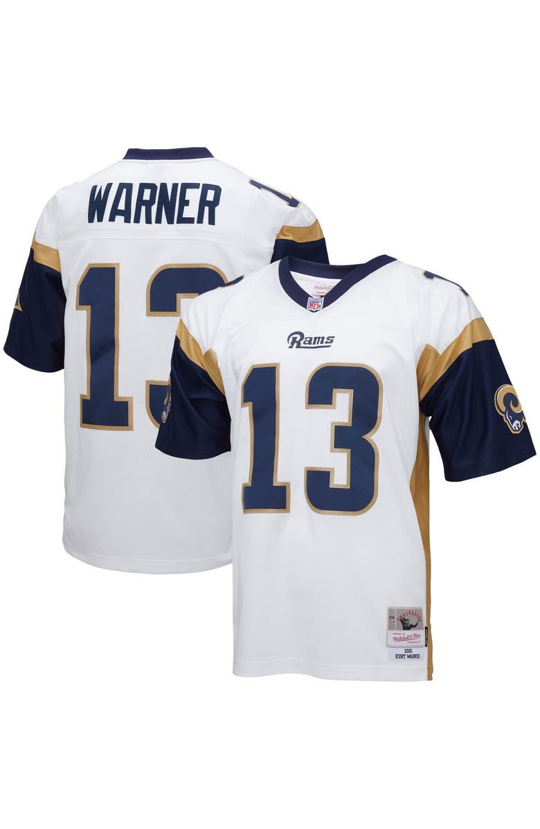 Mitchell & Ness Men's Mitchell & Ness Kurt Warner White Los Angeles Rams Big & Tall 2001 Retired Player Replica Jersey, Main, color, White