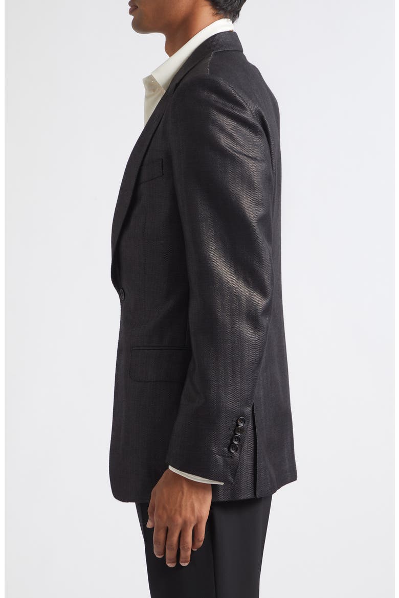 O'Connor Herringbone Dinner Jacket, Alternate, color, BLACK