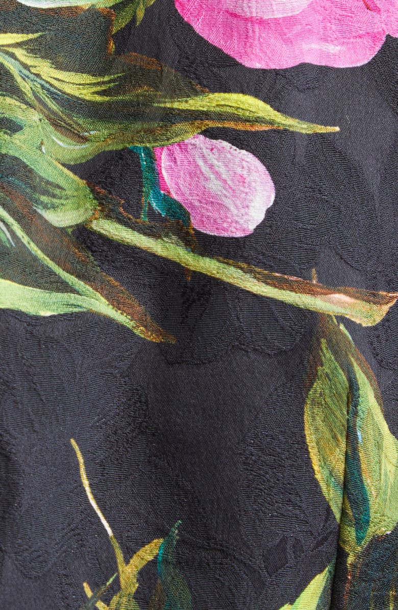 Dolce&Gabbana Peony Jacquard Stretch Cotton Sheath Dress, Alternate, color, Hn5kr Peonie Fuxia F.nero