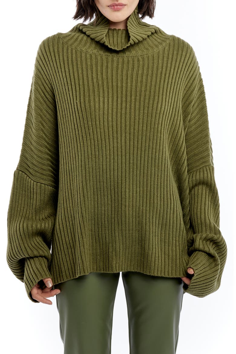 Casey Oversize Turtleneck Sweater, Main, color, ARMY