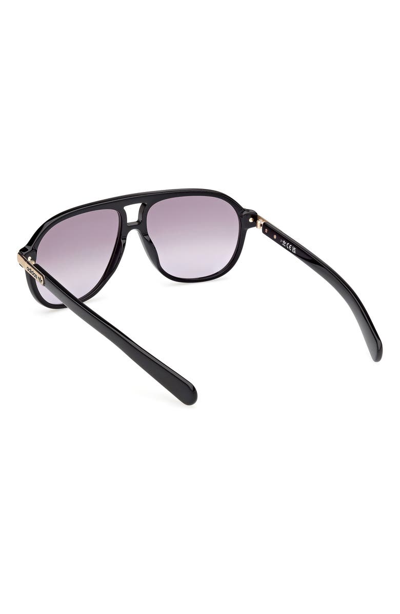 adidas 58mm Pilot Sunglasses, Alternate, color, Shiny Black / Gradient Smoke