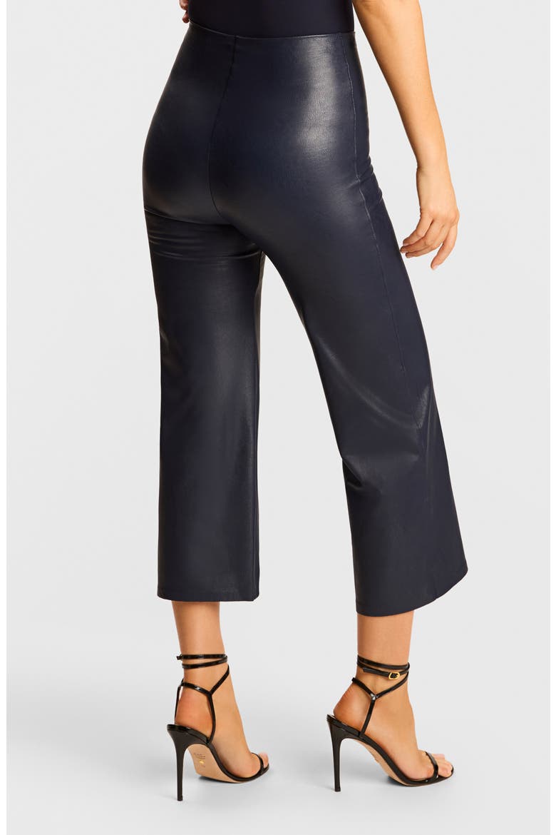 Faux Leather Crop Wide Leg Pants, Alternate, color, NAVY