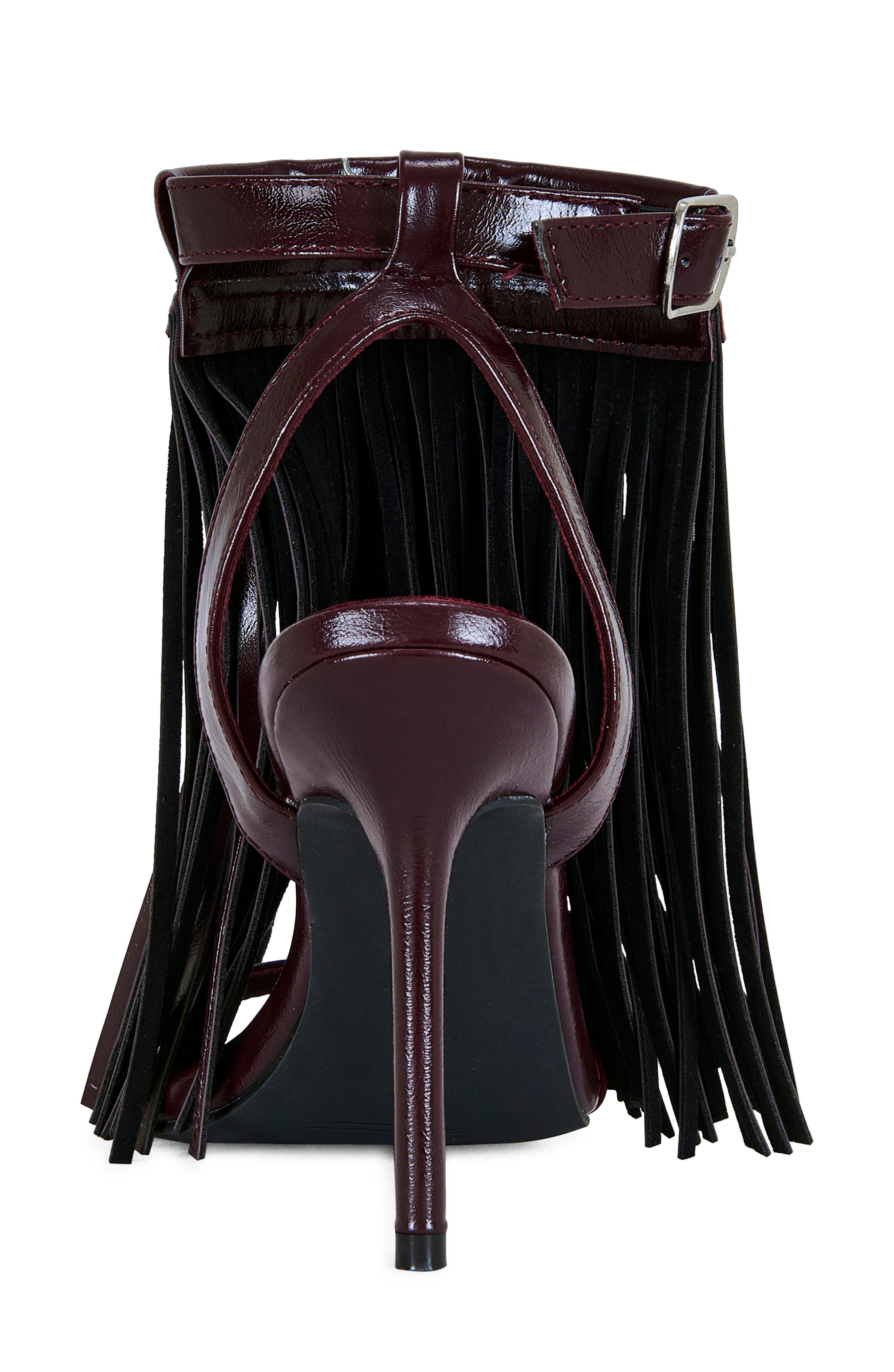 AZALEA WANG Antique Fringe Stiletto Sandal, Alternate, color, Burgundy