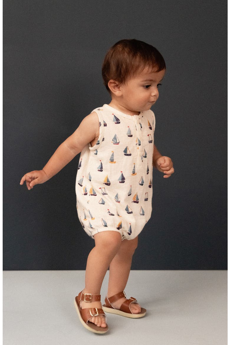 Cedar Organic Cotton Muslin Bodysuit, Alternate, color, REGATTA PRINT