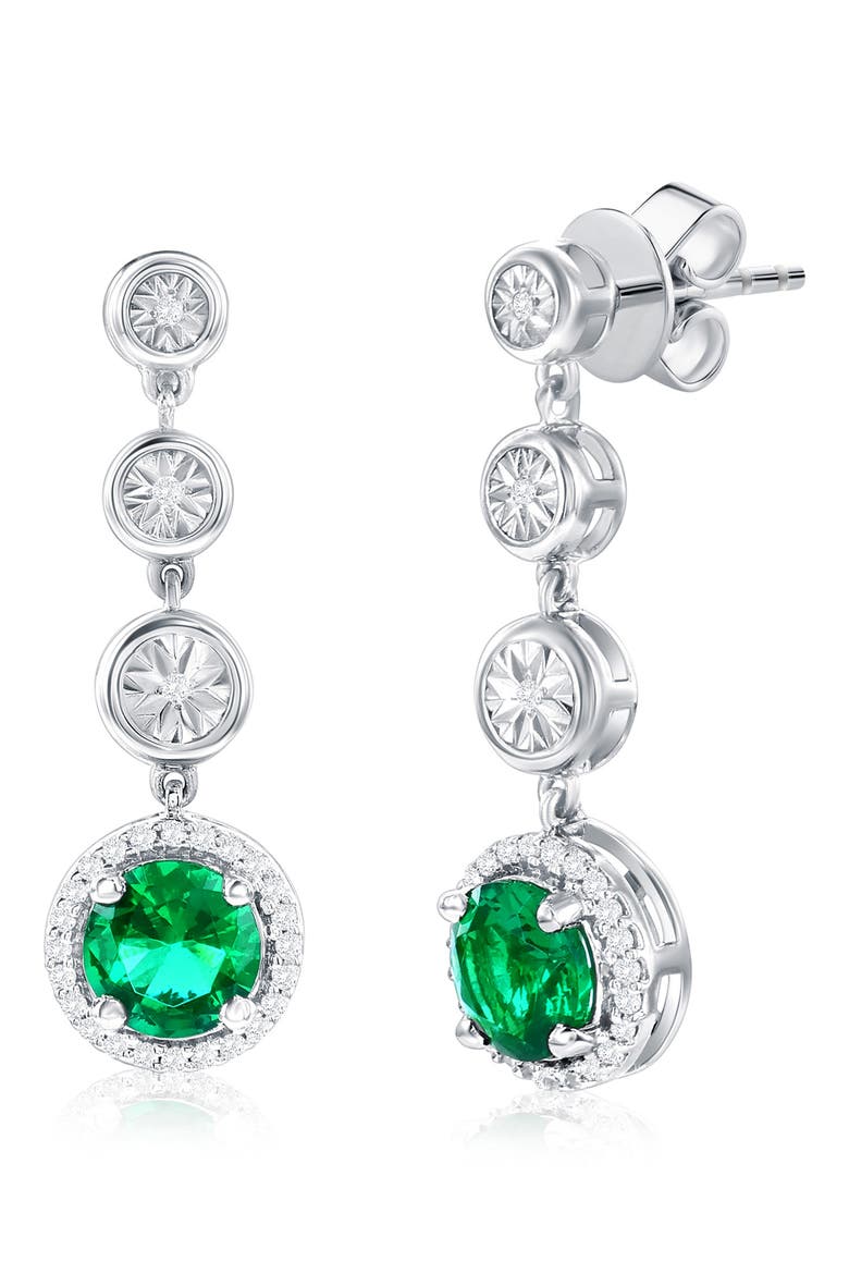 Lab Grown Diamond & Emerald Drop Earrings, Main, color, EMERALD