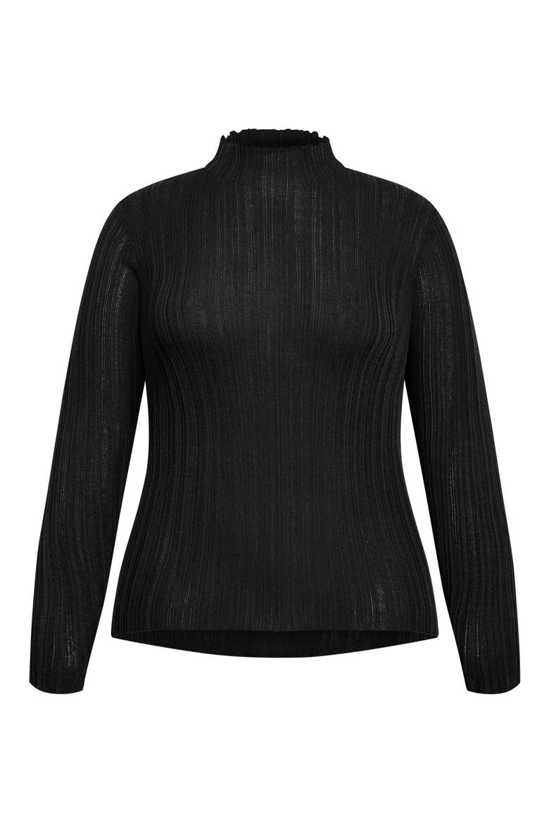 Crinkle Mock Neck Sweater, Alternate, color, BLACK