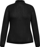 City Chic Crinkle Mock Neck Sweater