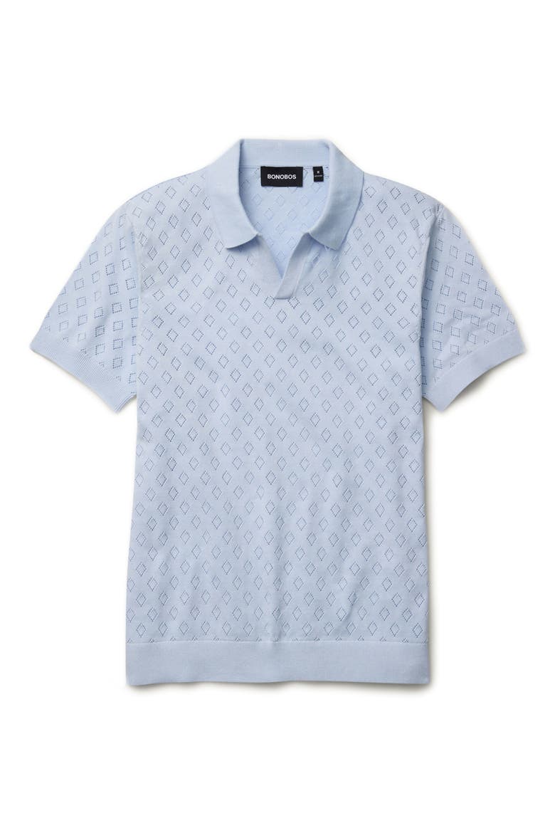 Johnny Collar Pointelle Knit Polo, Alternate, color, BABY BLUE