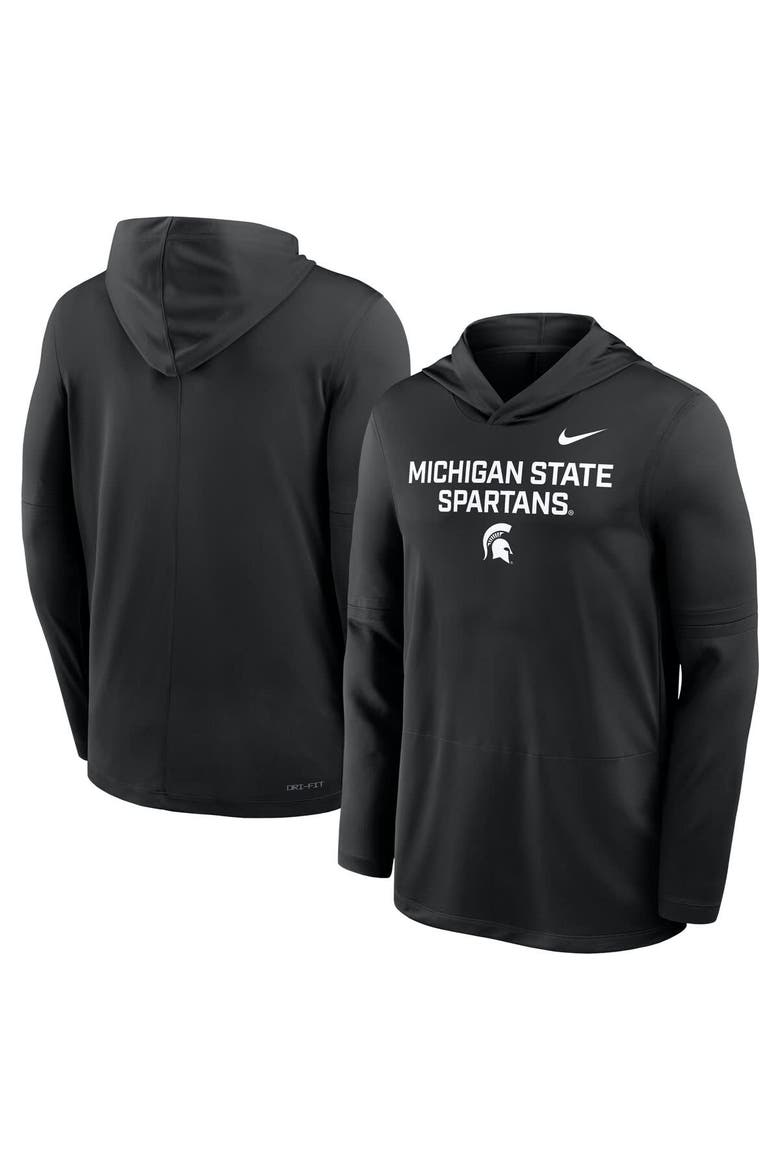 Men's Nike Black Michigan State Spartans 2025 Sideline Performance Long Sleeve Hoodie T-Shirt, Alternate, color, Black