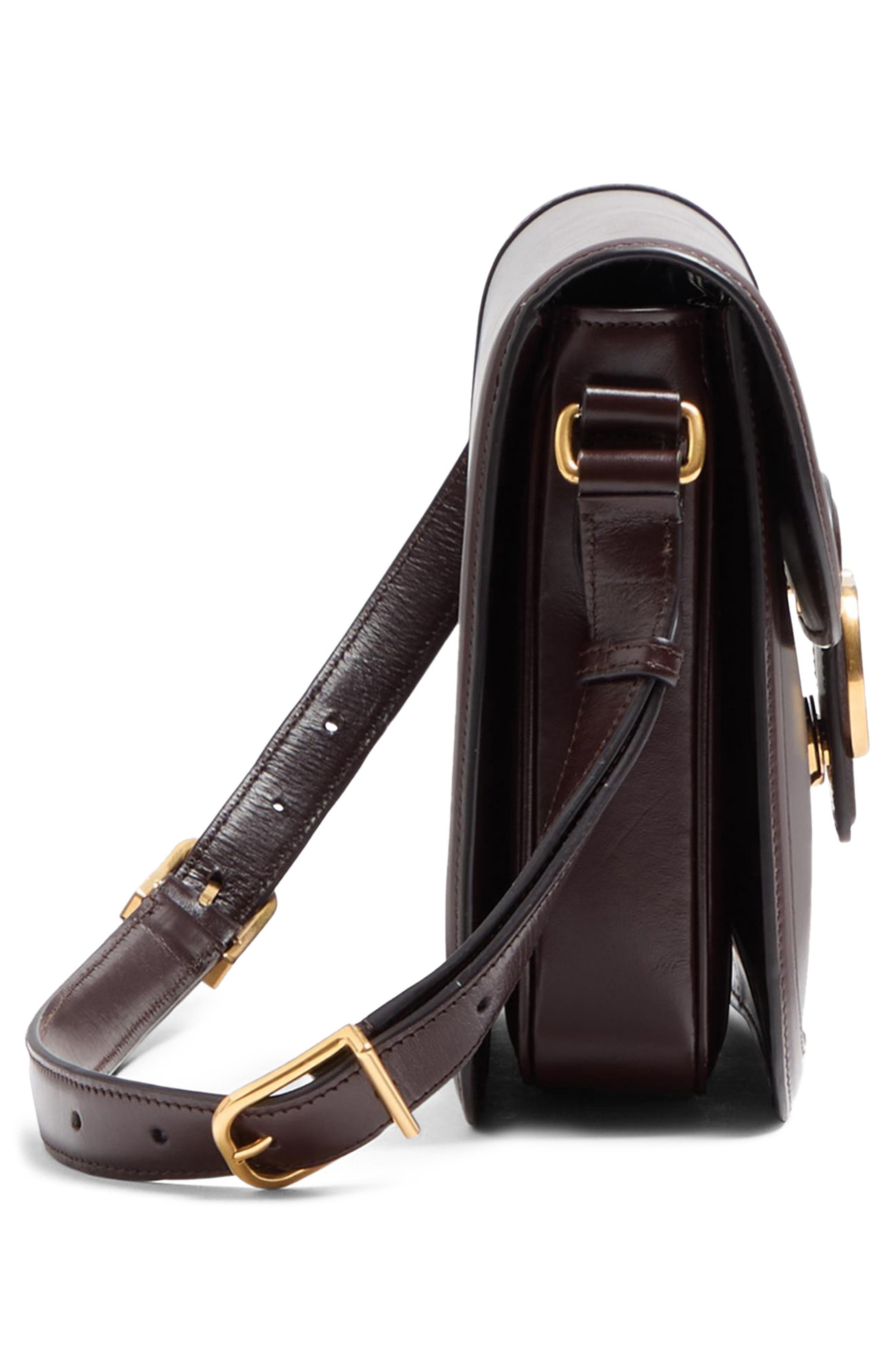 Valentino Garavani 9TO5 Leather Shoulder Bag, Alternate, color, Brown/ Black