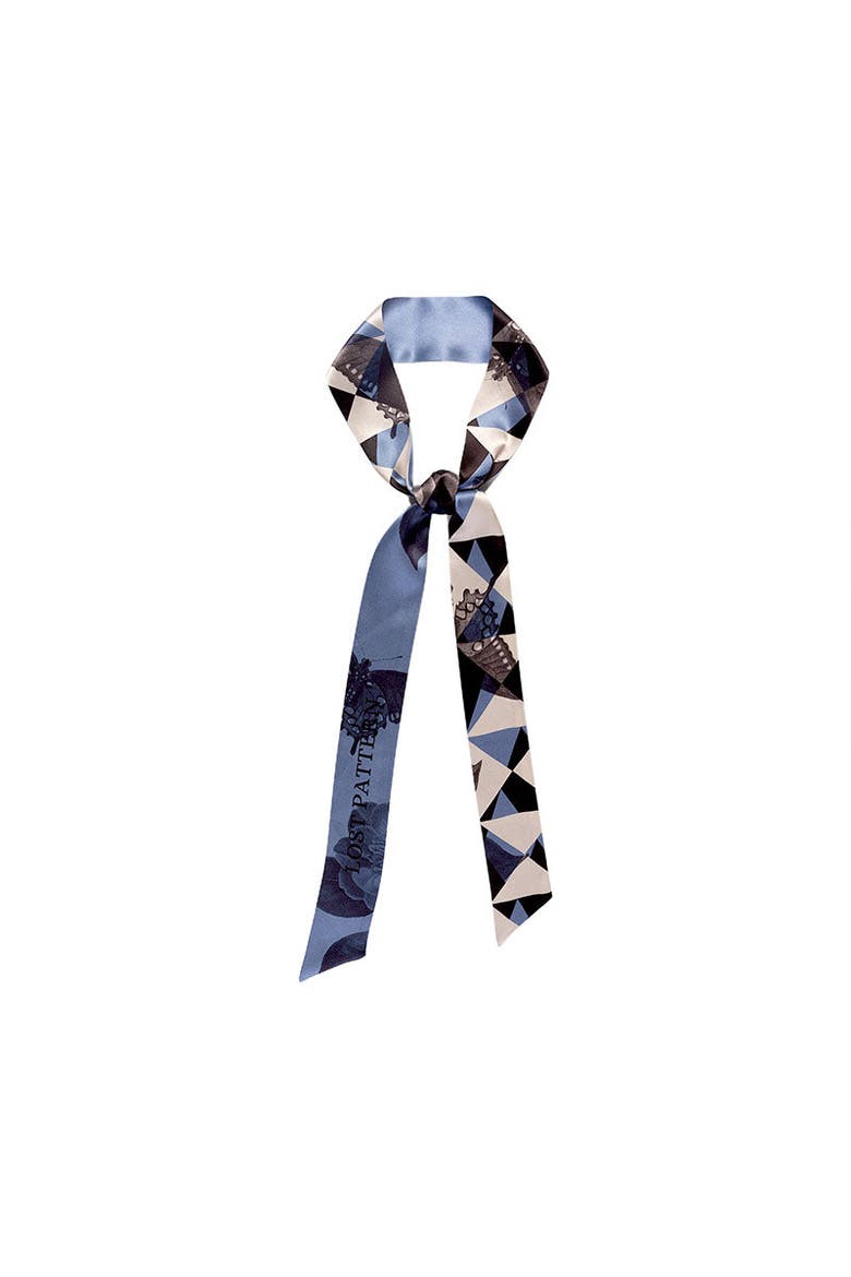 "Prism" Silk Skinny Scarf, Main, color, Blue