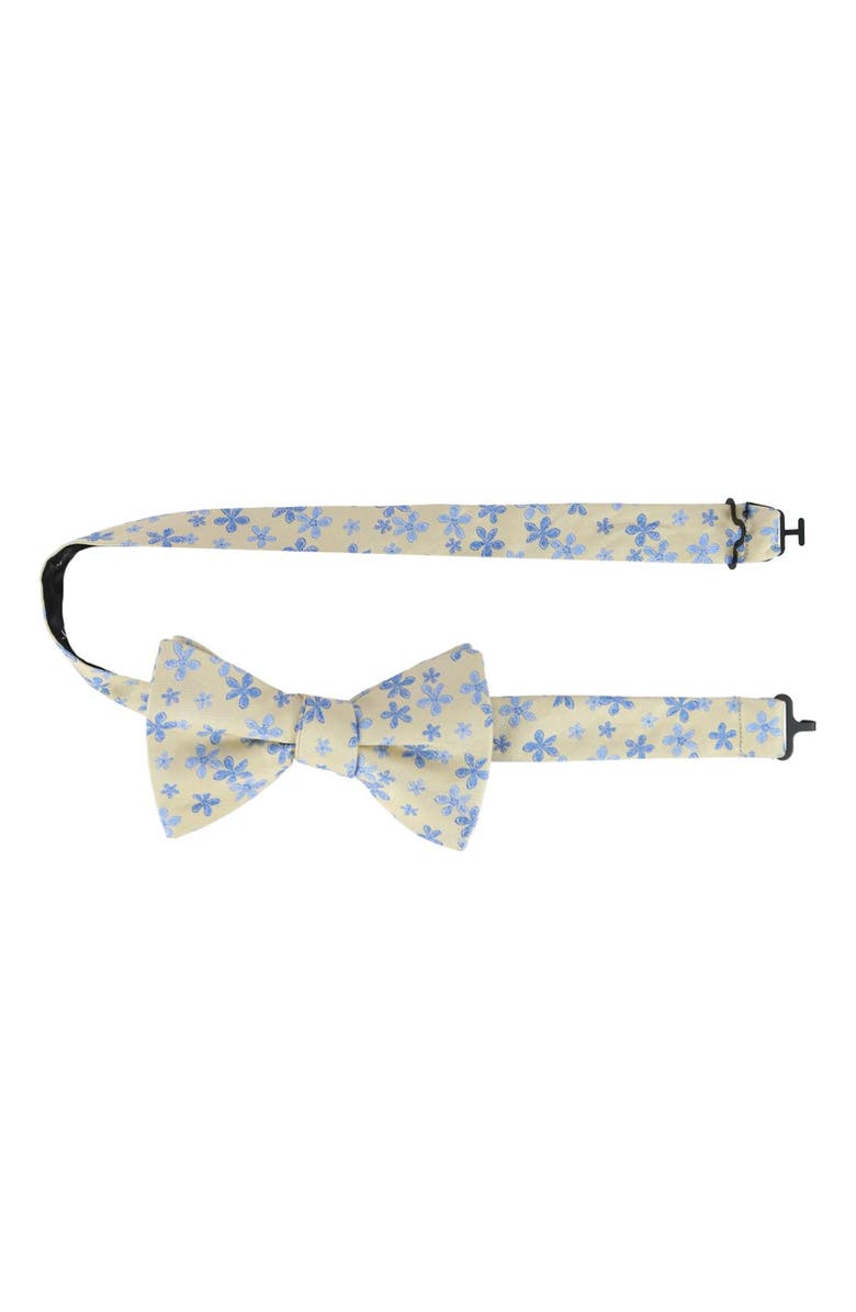 Trafalgar Weldon Floral Silk Novelty Bow Tie, Alternate, color, Yellow And Light Blue